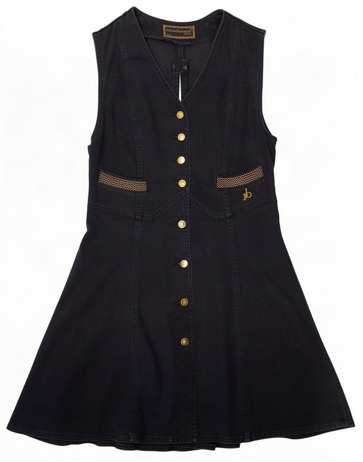 Roccobarocco Femei Fără mâneci Denim Rochie IT 44 Medium Negru Bumbac