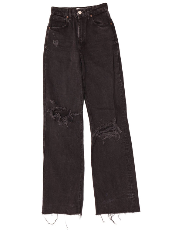 Blugi de damă Zara cu picioare largi, învechiți, EU 34 2XS L24 L35 Negri