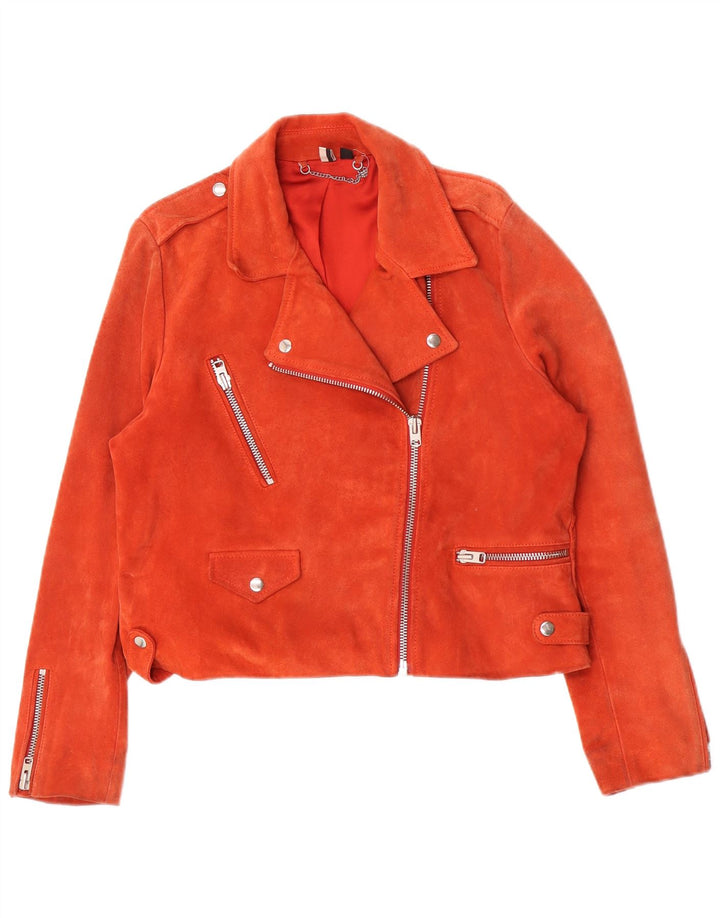 Jachetă de motociclist de piele intoarsă pentru femei Topshop UK 16, mare, roz, din piele