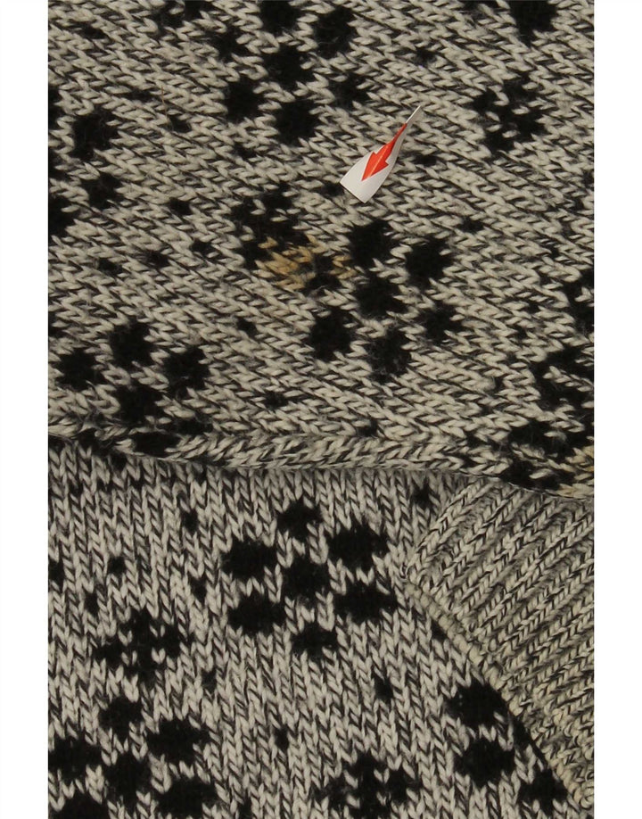 Pulover pentru bărbați Cotton Republic cu decolteu rotund, gri mediu, Fair Isle