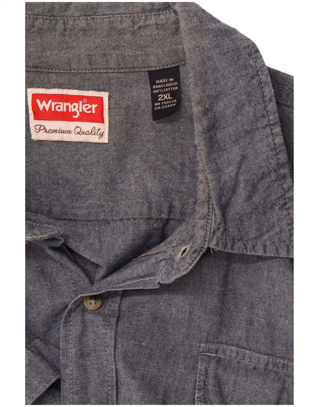 Cămașă cu mânecă scurtă pentru bărbați WRANGLER, bumbac albastru 2XL