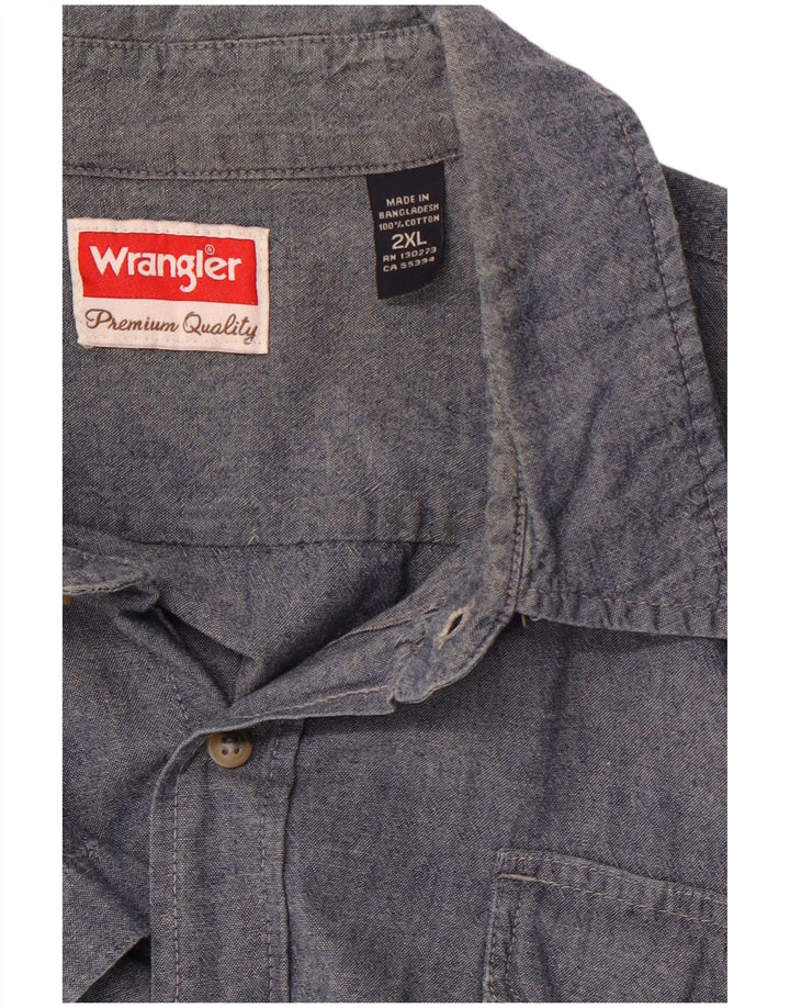 Cămașă cu mânecă scurtă pentru bărbați WRANGLER, bumbac albastru 2XL