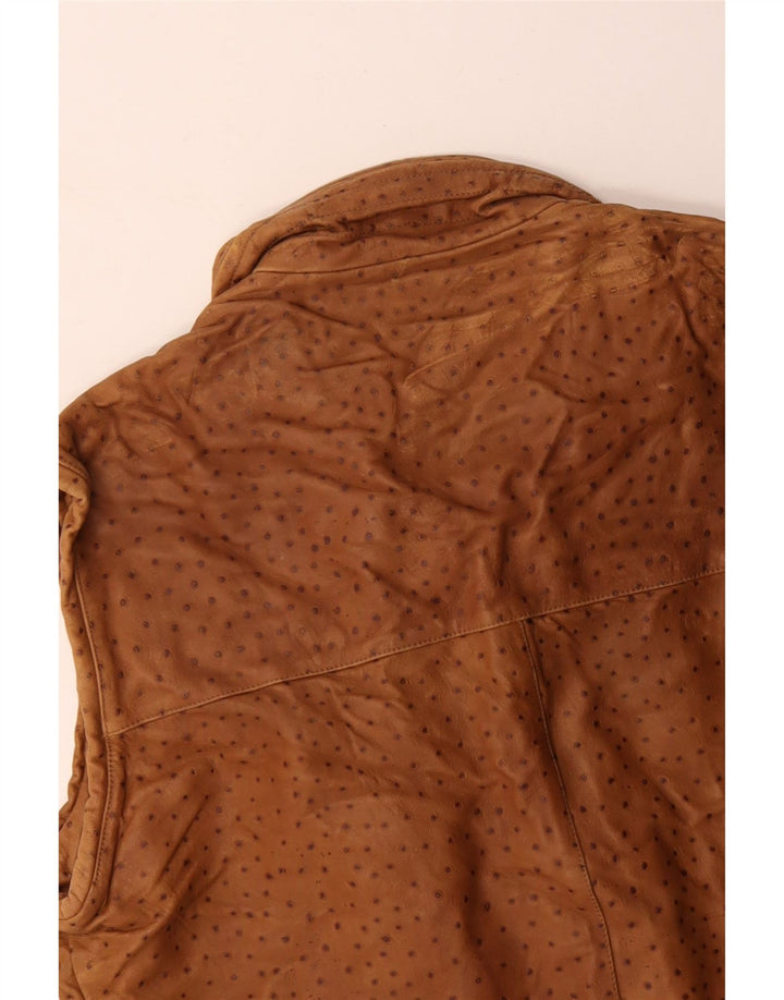 Gilet bărbați din piele VINTAGE IT 56 3XL maro cu pete