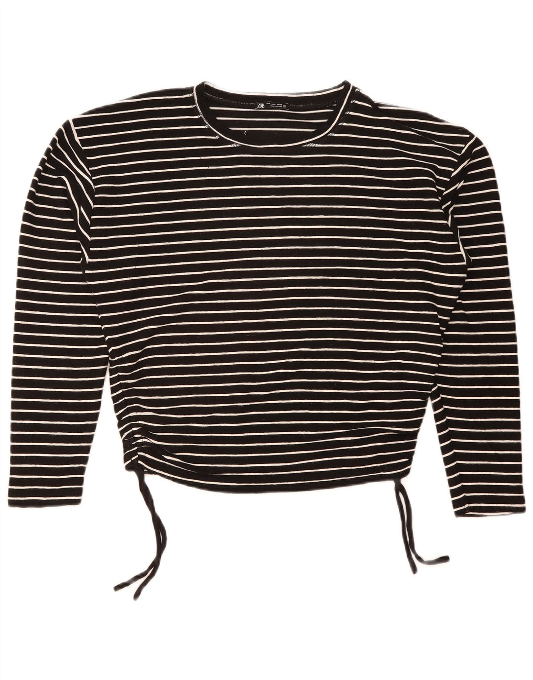 Crop Top pentru femei Zara cu mânecă lungă UK 16, mare, poliester cu dungi negre
