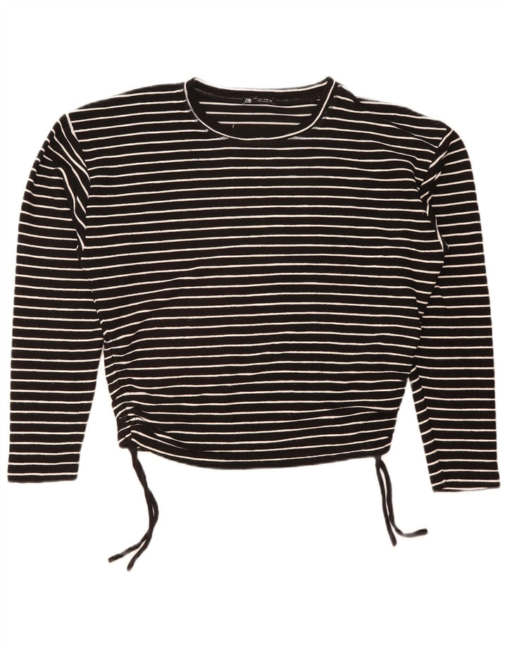 Crop Top pentru femei Zara cu mânecă lungă UK 16, mare, poliester cu dungi negre