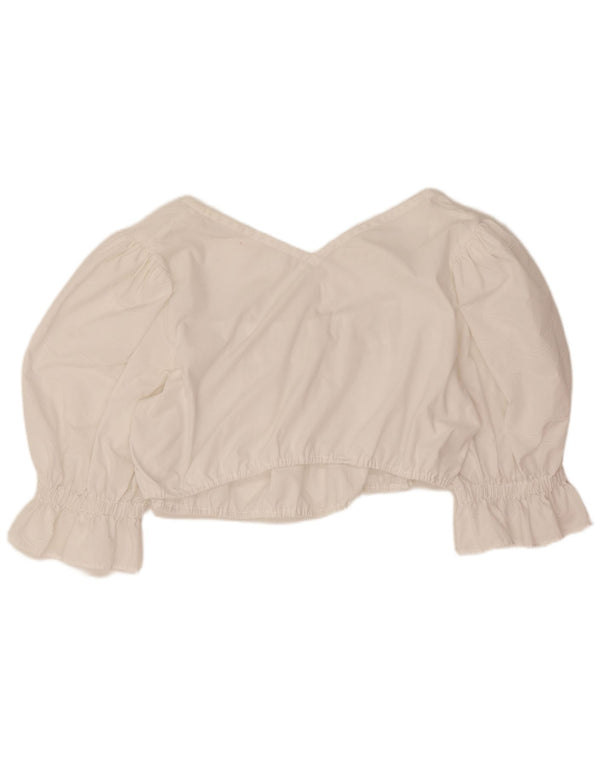 Crop Top Vintage pentru femei UK 12 Medium White