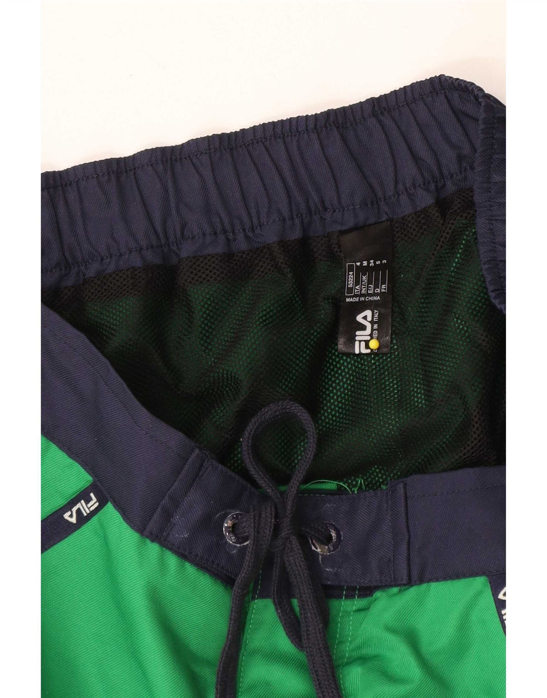 Pantaloni scurți de înot cu grafică Fila pentru bărbați, verde mediu, poliester color bloc