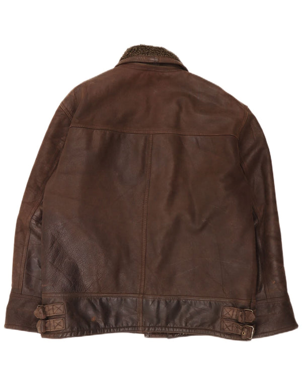 Jachetă din piele Sherpa pentru bărbați vintage UK 40 Maro mare