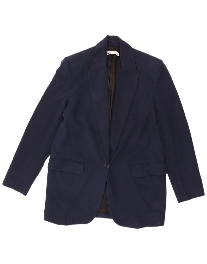 Sacou blazer pentru femei Zara cu 1 nasture UK 6 XS Poliester bleumarin