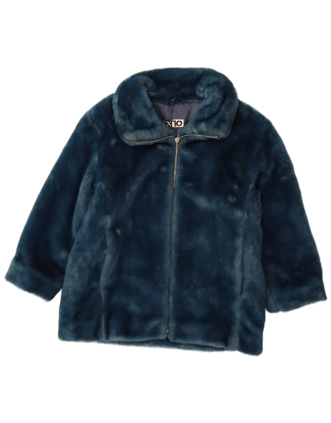 Jachetă Vintage pentru femei din blană artificială UK 12 Medium Blue Poliacrilic