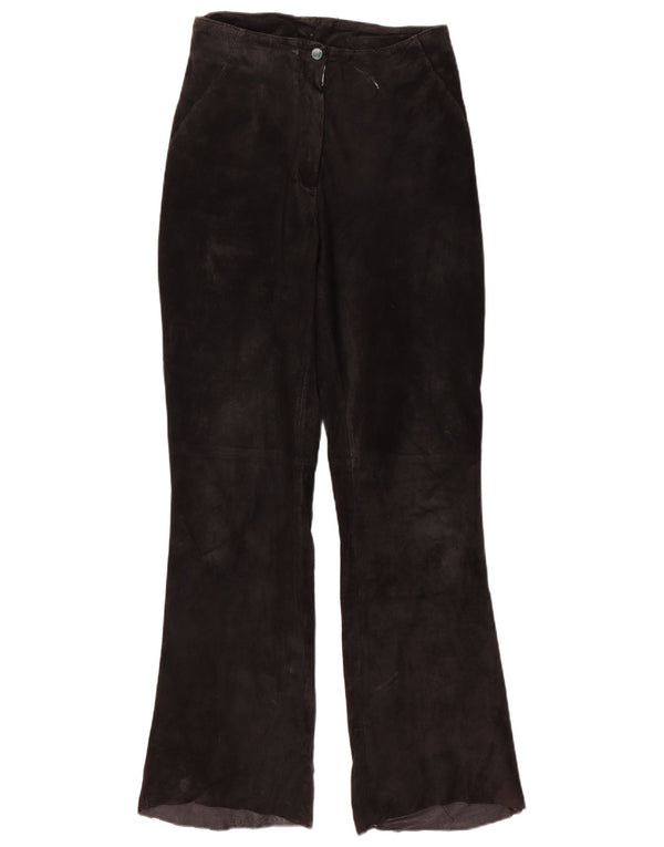 Pantaloni de damă VINTAGE Bootcut din piele intoarsa W28 L31 piele neagra