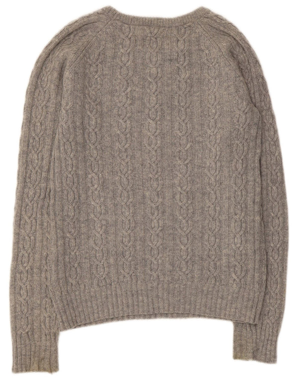 Pulover Jack Wills pentru femei cu gât de barcă UK 12 Medium Gri Lambswool