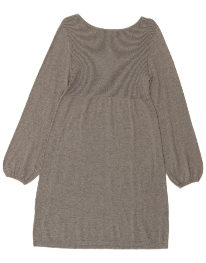 Oasis Rochie Jumper pentru Femei UK 14 Mare Bumbac Gri