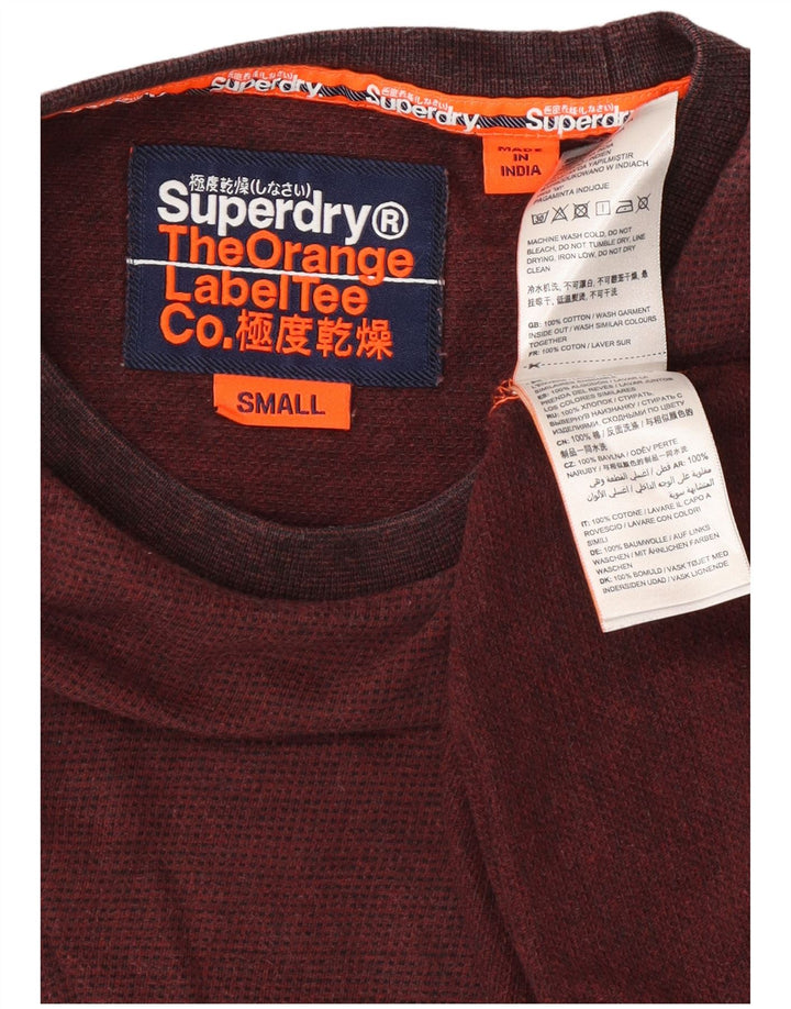 Top pentru bărbați Superdry cu mânecă lungă din bumbac burgundy mic