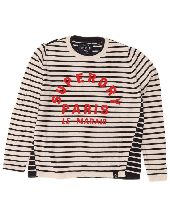 Pulover supradimensionat pentru femei Superdry cu decolteu triplu UK 10 Small White