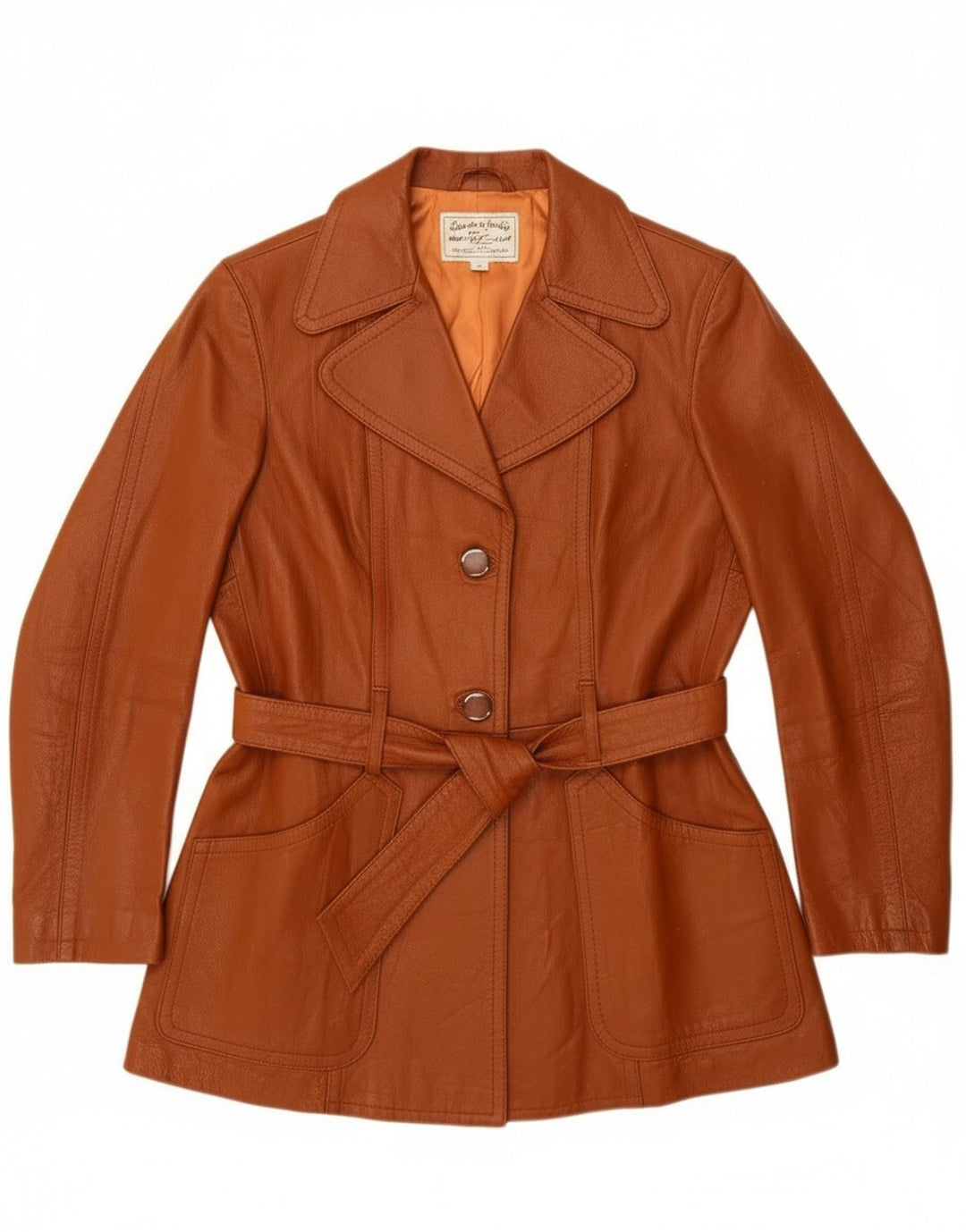 Jachetă de piele vintage pentru femei UK 14 piele maro medie