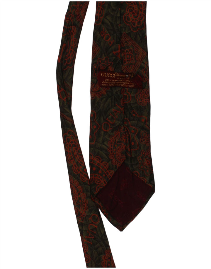 GUCCI Mens Graphic Tie One Size Green Paisley Silk Designer