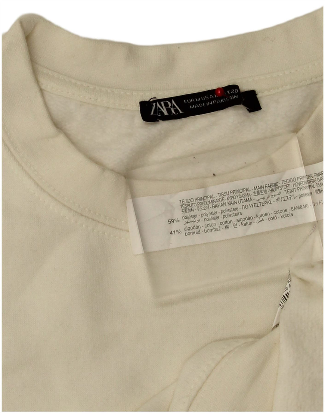 Pulover pentru damă Zara UK 14 Poliester alb mediu
