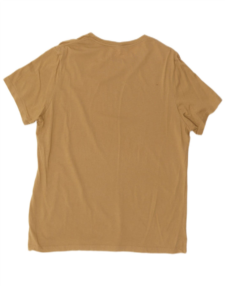 JACK WILLS Mens T-Shirt Top Large Beige Cotton