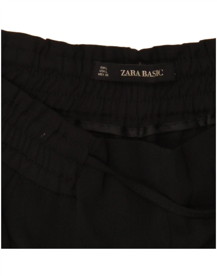 Pantaloni tăiați conici pentru femei cu talie înaltă ZARA UK 16 Large W34 L27 Negru