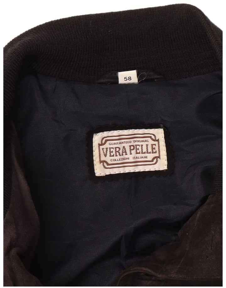 Bomber VINTAGE pentru bărbați din piele intoarsa IT 58 4XL din piele albastru bleumarin