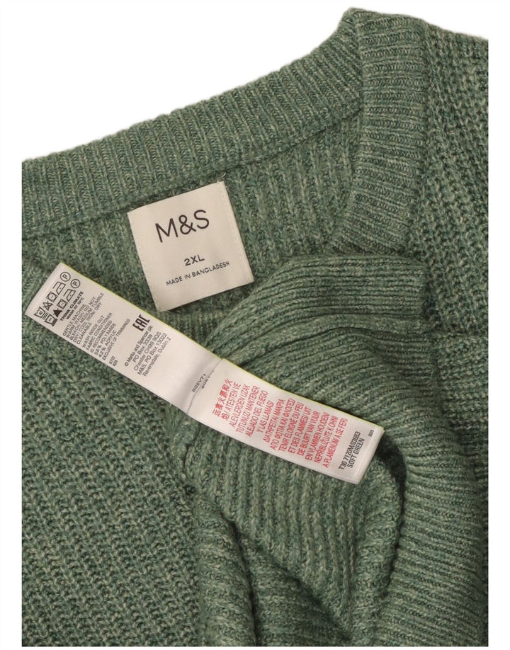 Pulover pentru bărbați Marks & Spencer, cu gât crew, 2XL, poliamidă verde