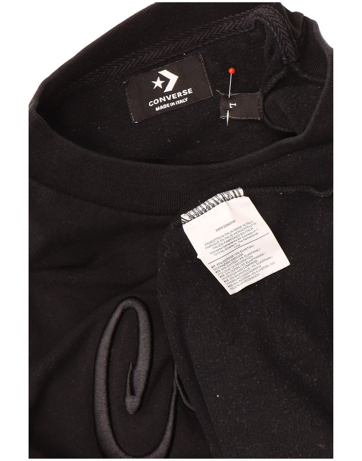 Pulover pentru damă Converse Graphic Pulover UK 16, mare, negru, bumbac