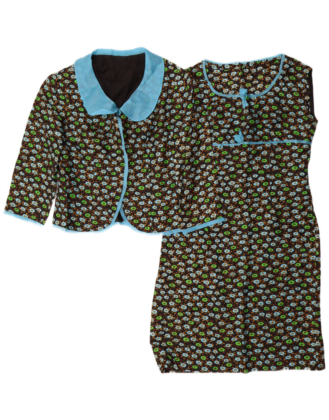 VINTAGE Set 2 piese mâneci 3/4 pentru femei UK 14 Medium Black Floral