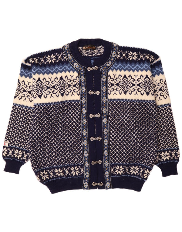 Pulover cardigan pentru bărbați Nordstrikk, cu croială obișnuită, XL, bleumarin, Fair Isle