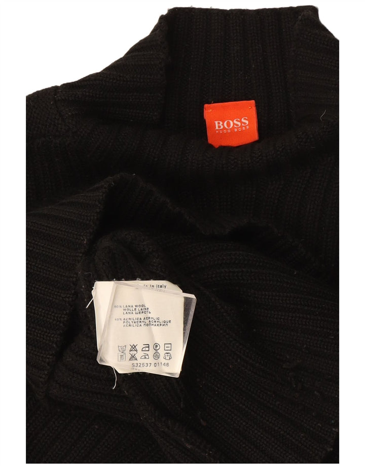 Pulover cu gât țestoasă pentru bărbați Hugo Boss, lână mare, neagră