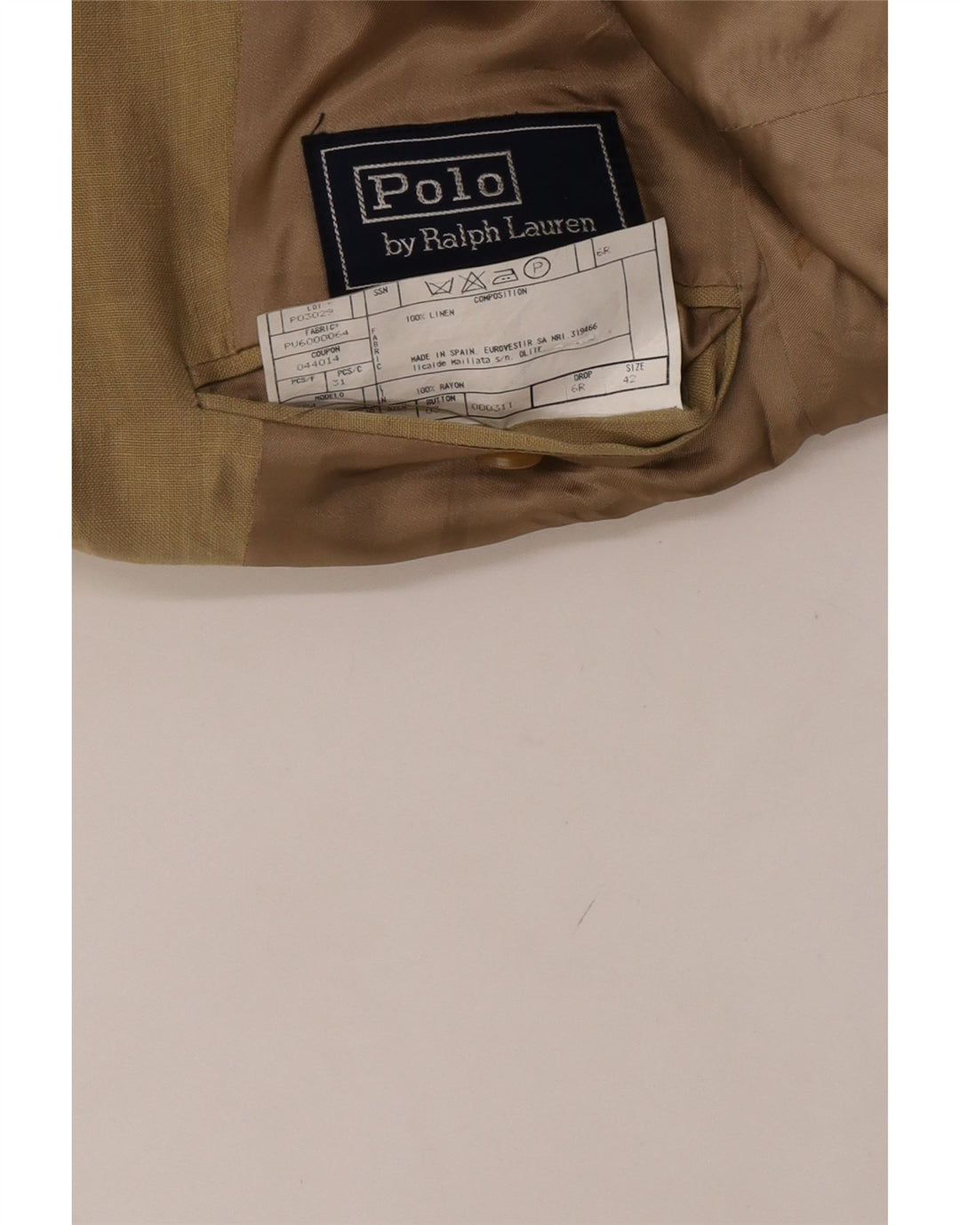 Jachetă Polo Ralph Lauren pentru bărbați, cu 3 nasturi, UK 42, in mare, bej