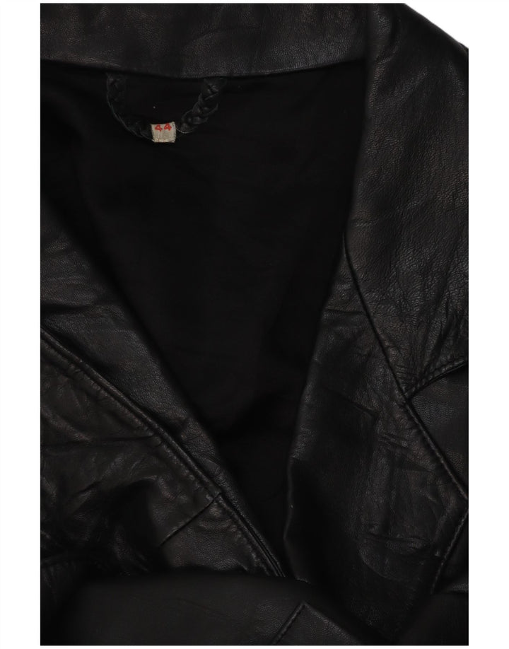 Jachetă de damă VINTAGE din piele dublu cu piept EU 44 XL Negru