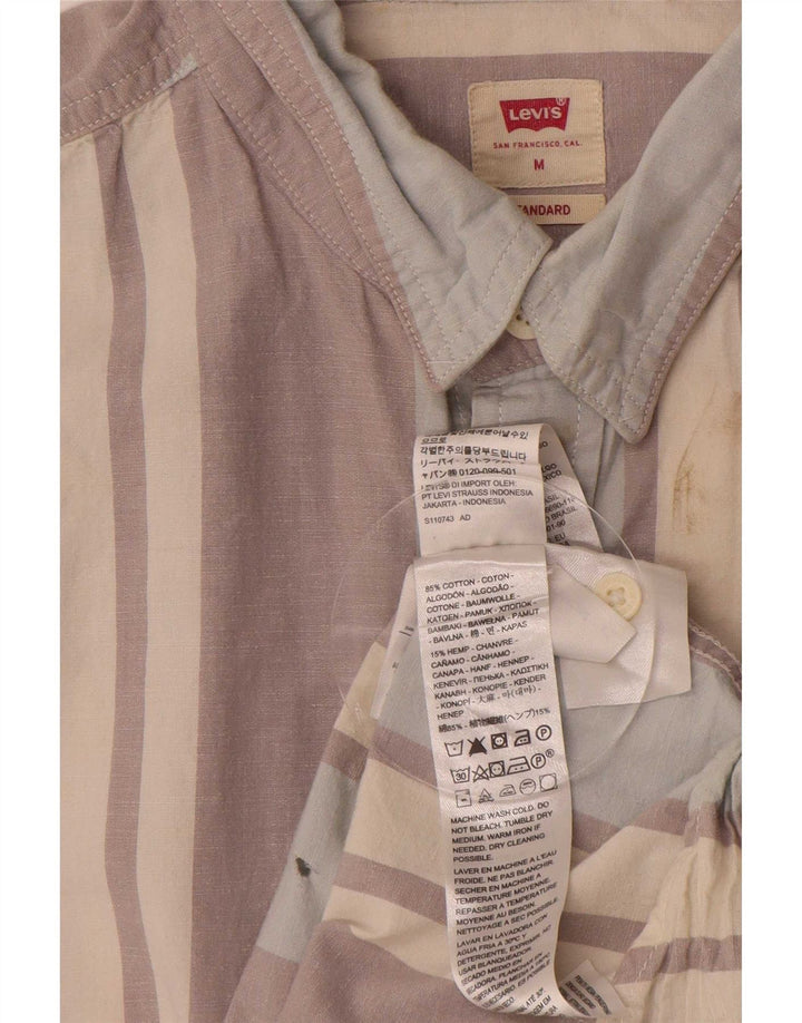 Cămașă standard Levi's cu mânecă scurtă pentru bărbați, bumbac cu dungi gri mediu