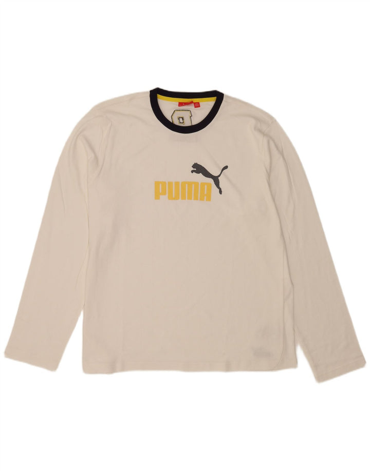 Tricou cu mânecă lungă Puma pentru bărbați, bumbac alb