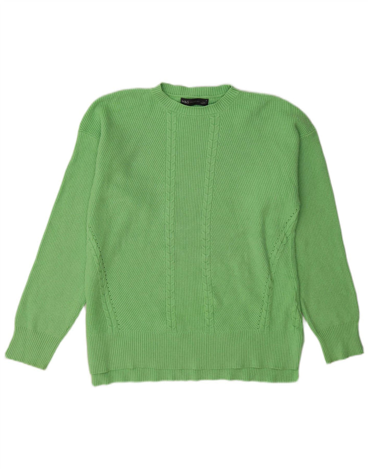 Pulover pentru femei Marks & Spencer cu decolteu rotund din viscoză verde medie UK 14