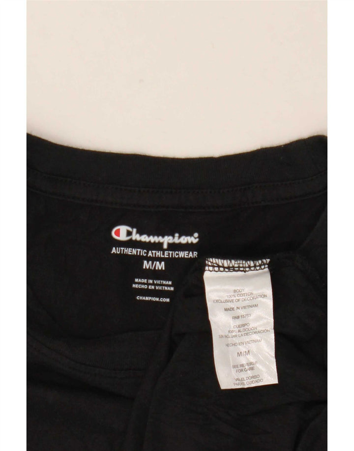 Tricou grafic Champion pentru bărbați Top mediu din bumbac negru
