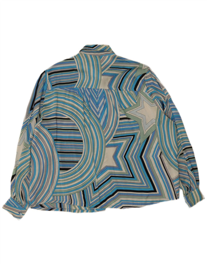 Cămașă Vintage pentru femei UK 20 2XL Albastru Geometric
