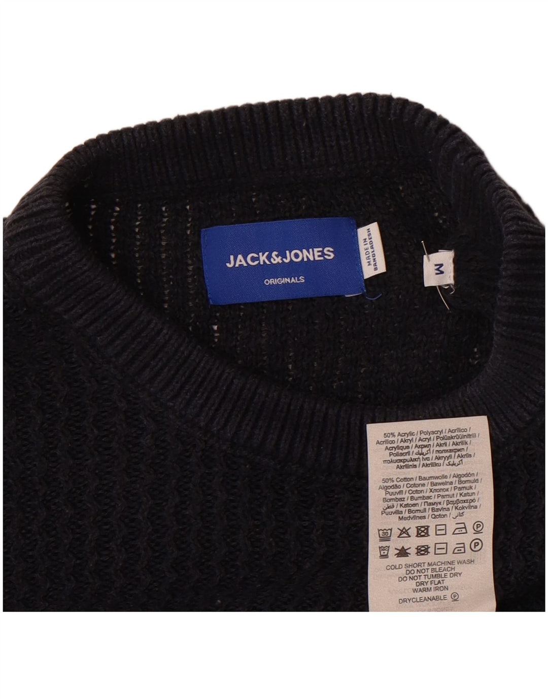 Pulover Jack & Jones pentru bărbați cu decolteu rotund, acrilic, albastru bleumarin mediu