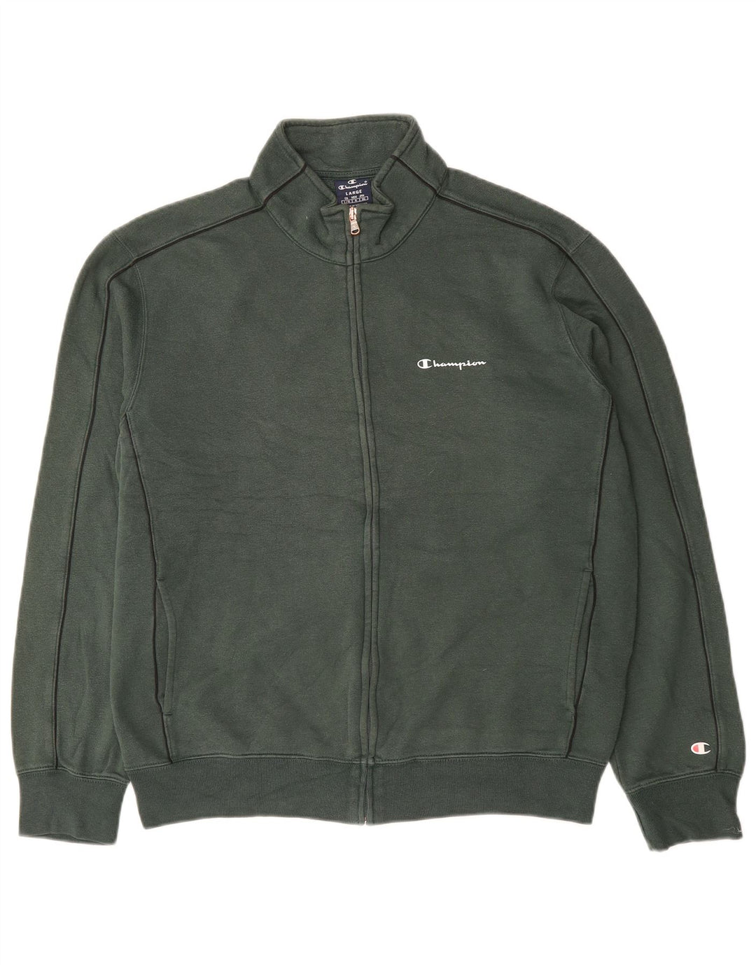 CHAMPION Mens Tracksuit Top Jacket Large Green Cotton