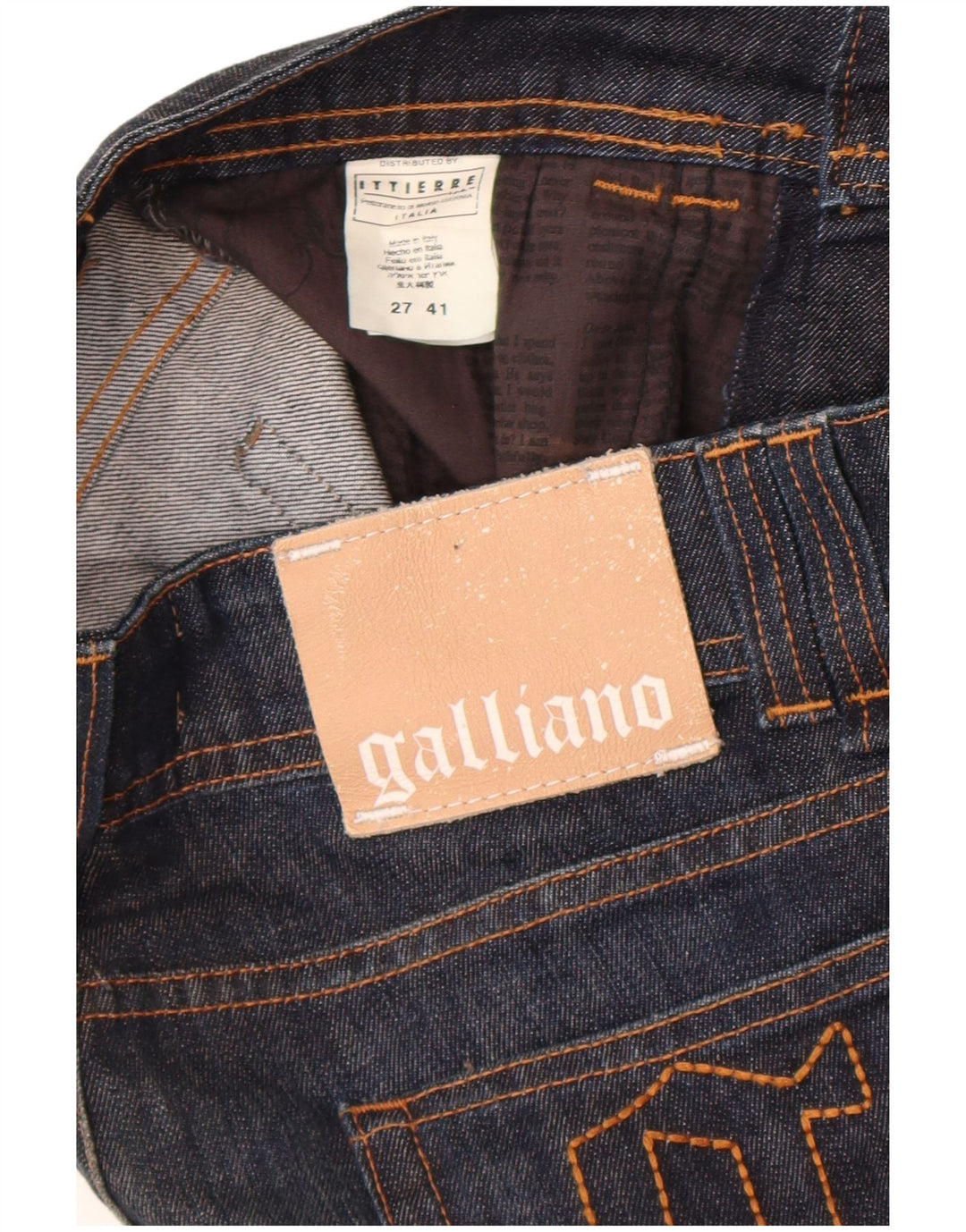 Blugi slim de damă Galliano W27 L36 bleumarin din bumbac de designer