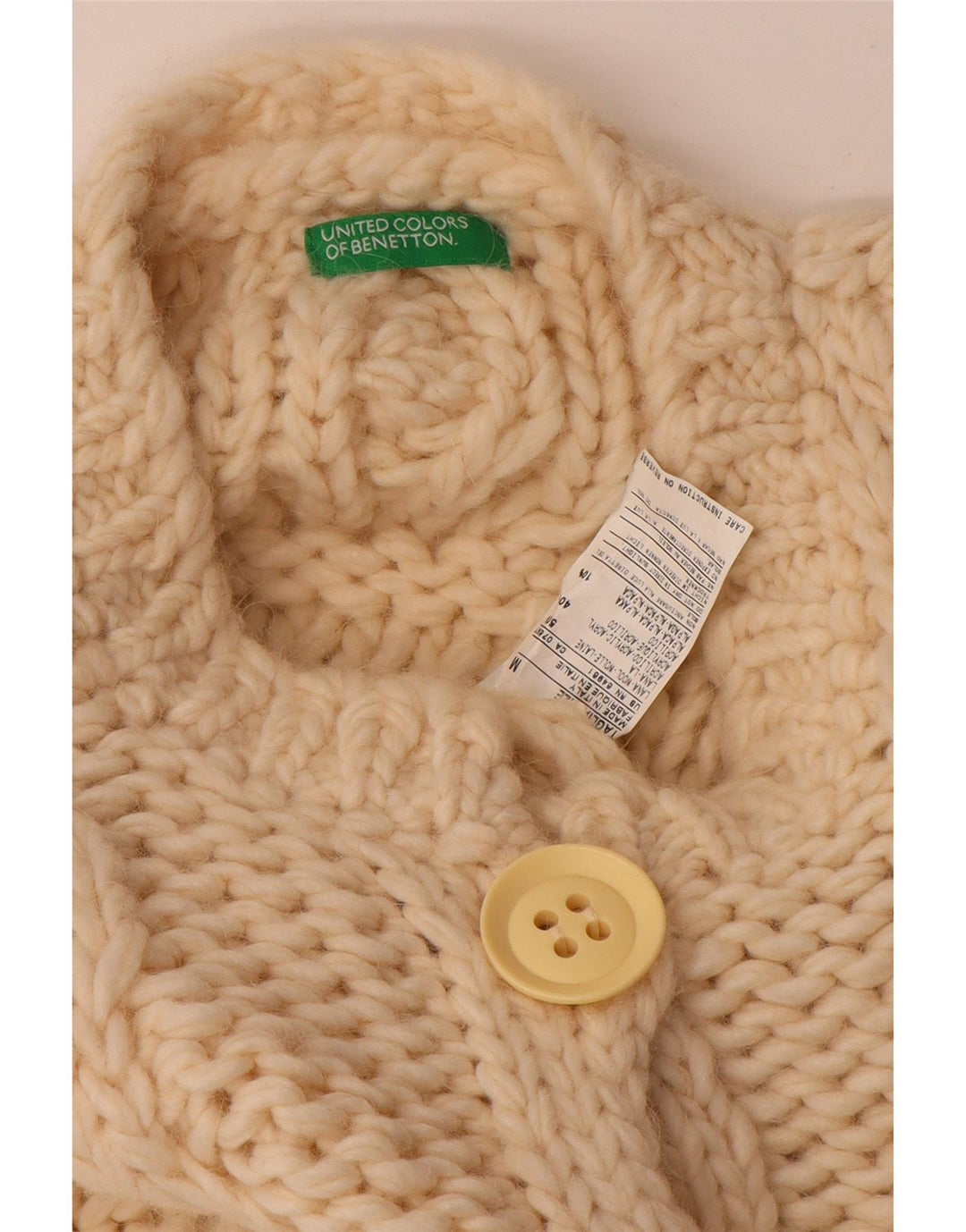 Pulover Benetton pentru femei Crop Cardigan UK 14 Mediu Lână albă