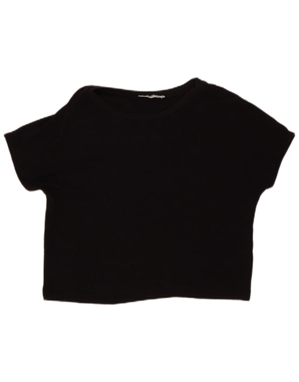 Top tricou Trafaluc Crop ZARA pentru femei UK 14 Large Black