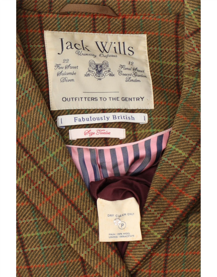 Jachetă Jack Wills pentru femei, cu 3 nasturi, UK 12, lână verde medie cu carouri