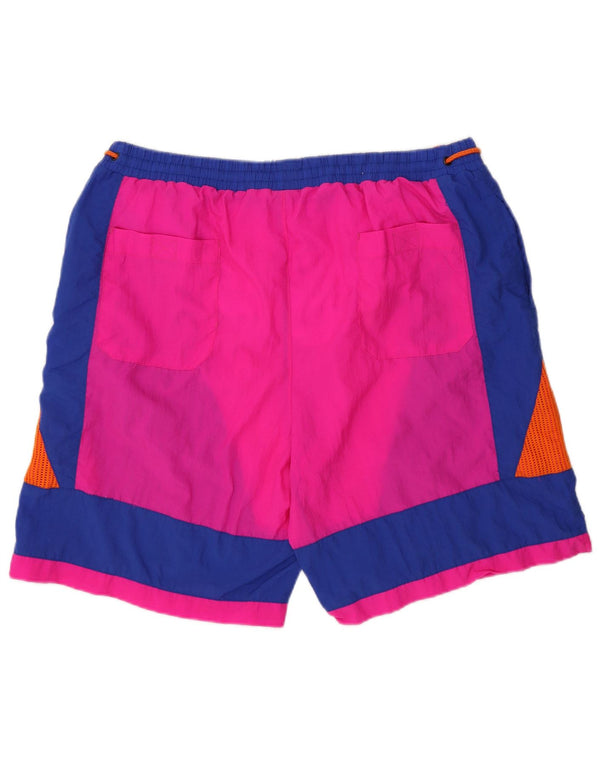 Pantaloni scurți de înot vintage pentru bărbați XL, albastru, nailon color bloc