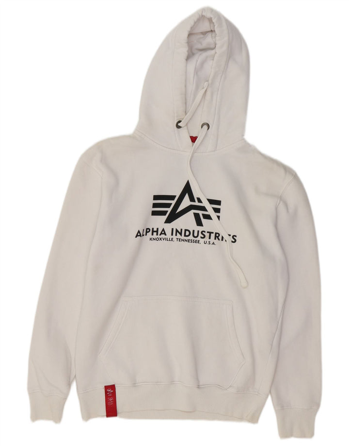 ALPHA INDUSTRIES Pulover cu glugă grafic pentru bărbați, bumbac alb mediu