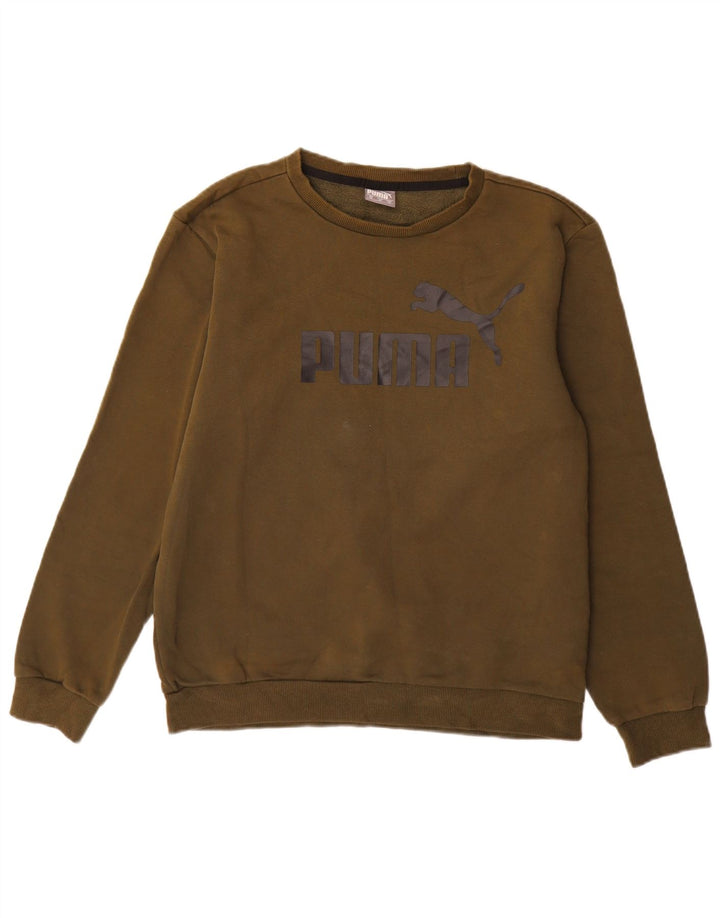 Pulover grafic pentru bărbați Puma, bumbac mediu kaki