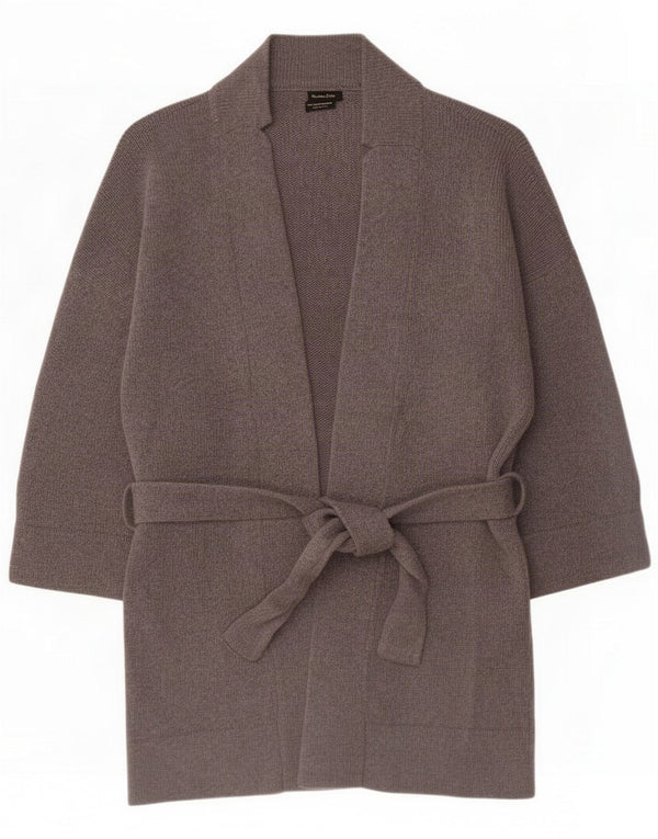 Pulover cardigan cu paragate Massimo Dutti pentru femei UK 10 Lână gri mică