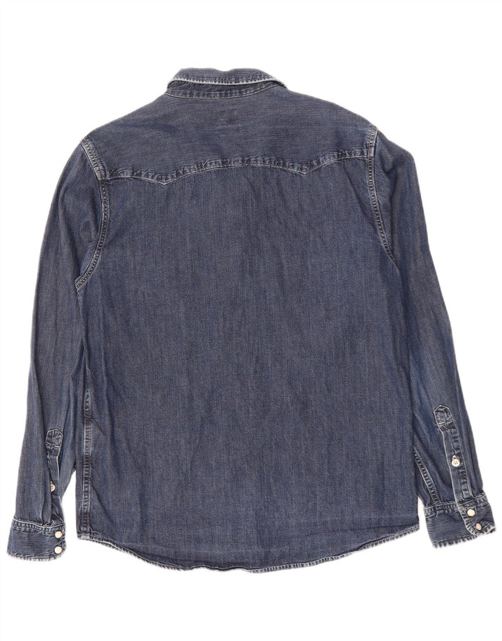 Cămașă de blugi pentru bărbați LEE, mare din bumbac, albastru bleumarin