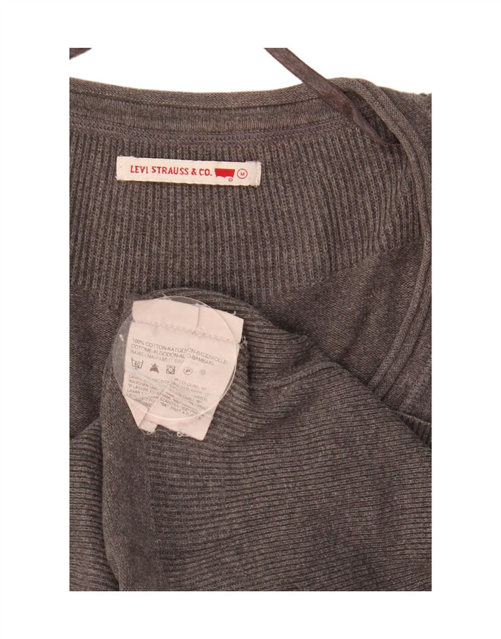 Pulover cu decolteu în V Levi's pentru femei UK 12 bumbac gri mediu