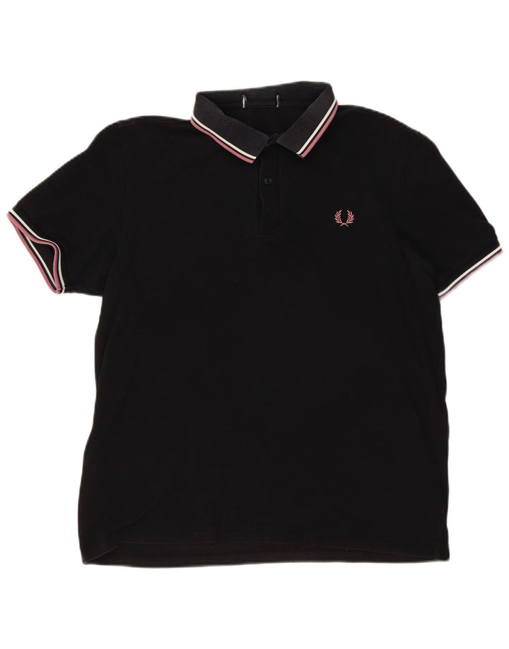 Cămașă polo Fred Perry pentru bărbați, bumbac mediu negru
